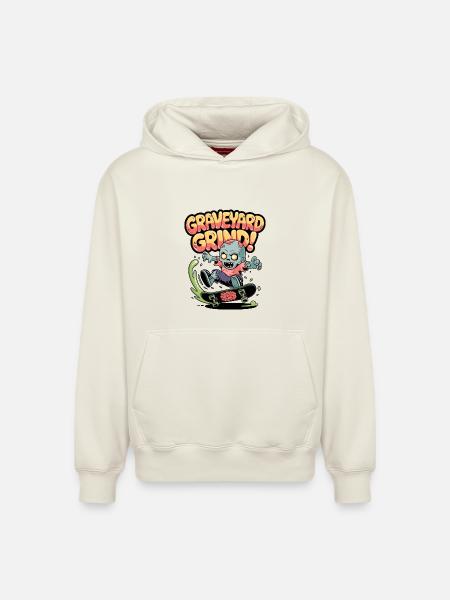 Friedhofs-Grind! - Relaxed Unisex Organic Hoodie – von SPREAD - Naturweiß