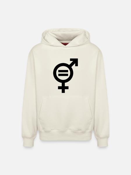 Ligestilling Symbol Emancipation Ligestilling - Unisex hættetrøje i økologisk bomuld med afslappet pasform – fra SPREAD - råhvid