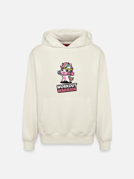Workout Warrior - Relaxed Unisex Organic Hoodie – by SPREAD - off white
