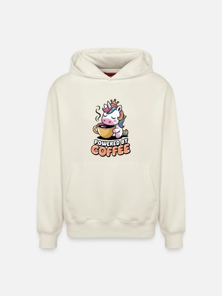 Powered By Coffee - Relaxed Unisex Organic Hoodie – by SPREAD - off white