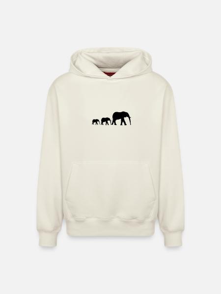 Elefantenfamilie - Relaxed Unisex Organic Hoodie – von SPREAD - Naturweiß