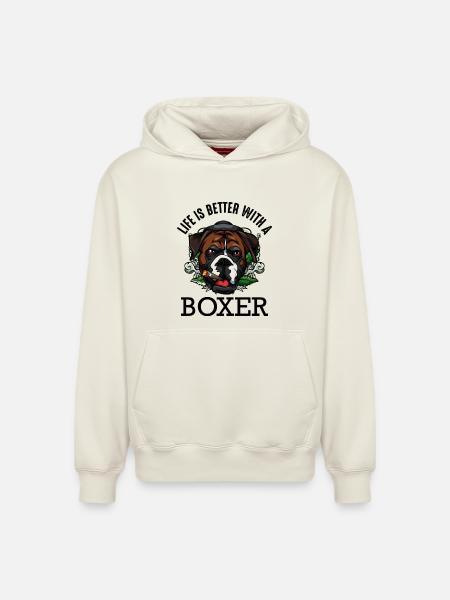 boxeur - Sweat à capuche unisexe décontracté en coton biologique – de SPREAD - blanc cassé