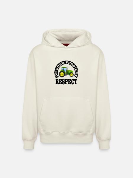 Farmers deserve respect - Relaxed Unisex Organic Hoodie – by SPREAD - off white