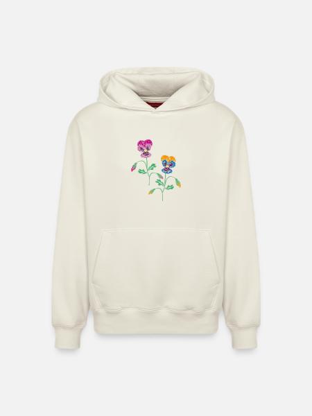 Pensée - Sweat à capuche unisexe décontracté en coton biologique – de SPREAD - blanc cassé