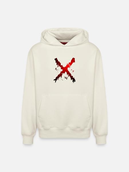 X Desing red black - Relaxed Unisex Organic Hoodie – by SPREAD - off white