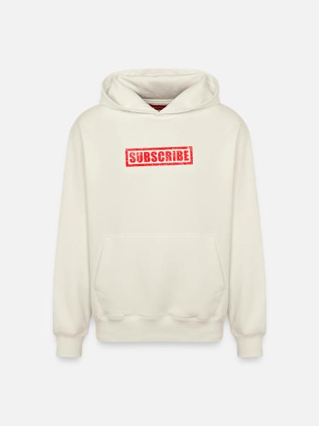 subscribe grunge stamp - Relaxed Unisex Organic Hoodie – by SPREAD - off white