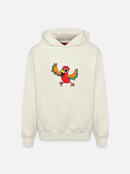 perroquet - Sweat à capuche unisexe décontracté en coton biologique – de SPREAD - blanc cassé