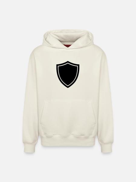 shield icon logo shape security - Relaxed Unisex Organic Hoodie – by SPREAD - off white