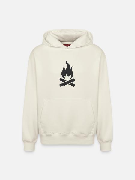 Campfire logo symbol - Relaxed Unisex Organic Hoodie – by SPREAD - off white