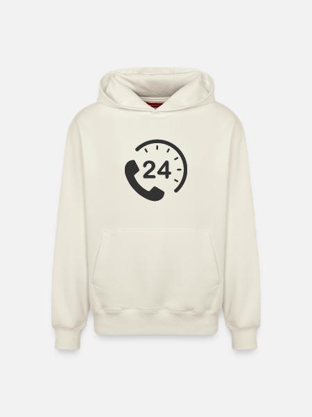24/7 h Service - Relaxed Unisex Organic Hoodie – by SPREAD - off white