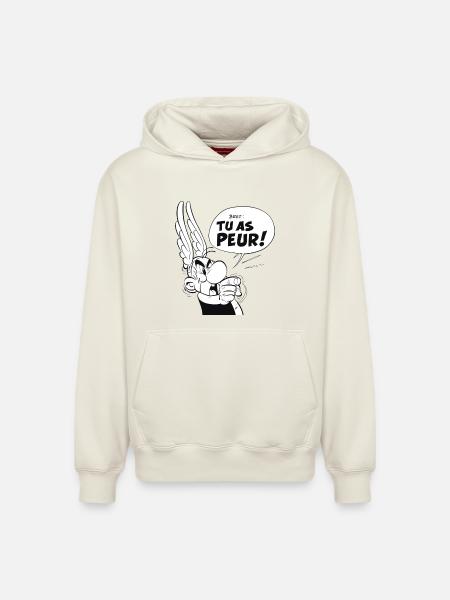 Asterix & Obelix - Asterix 'Du er bange!' - Unisex hættetrøje i økologisk bomuld med afslappet pasform – fra SPREAD - råhvid