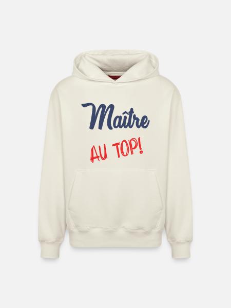 MASTER AT THE TOP - Relaxed Unisex Organic Hoodie – by SPREAD - off white