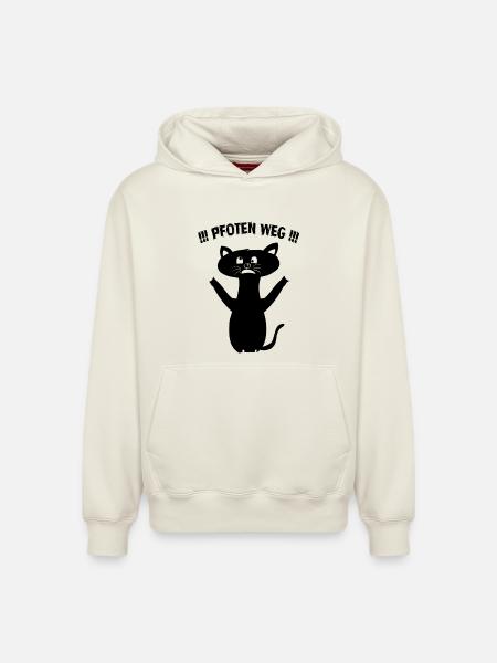 Pfoten Weg! – Schwarze Katze Statement - Relaxed Unisex Organic Hoodie – von SPREAD - Naturweiß