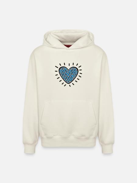 Leopard Heart Burst - Relaxed Unisex Organic Hoodie – by SPREAD - off white