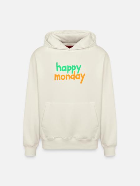 happy monday - Relaxed Unisex Organic Hoodie – by SPREAD - off white