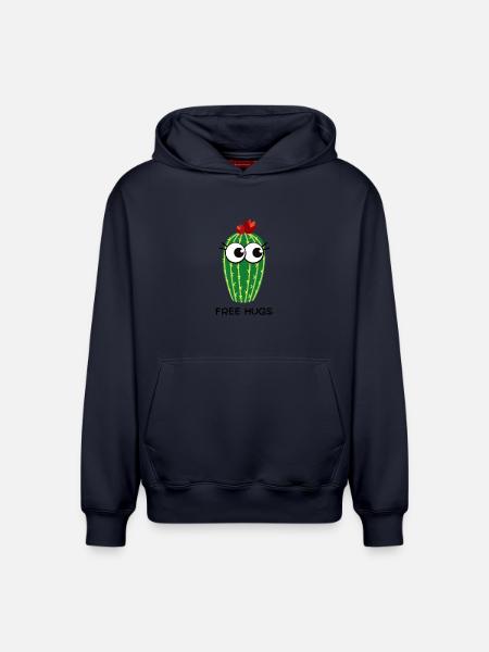 Free Hugs Cactus - Relaxed Unisex Organic Hoodie – by SPREAD - navy