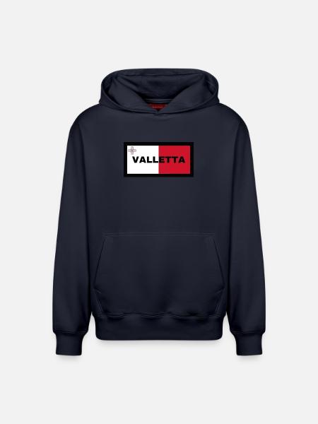 La Valette à Malte Drapeau - Sweat à capuche unisexe décontracté en coton biologique – de SPREAD - bleu marine