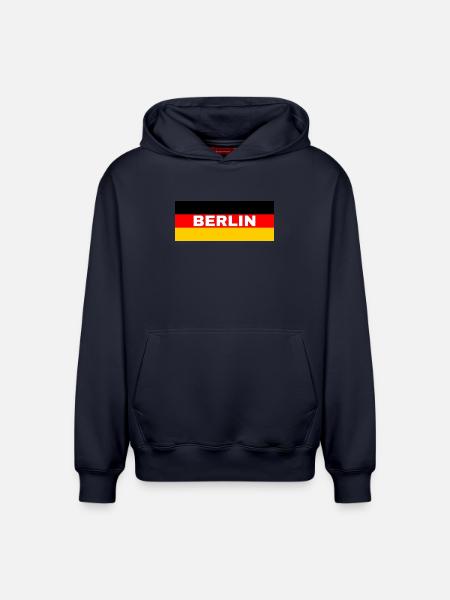 Berlin City in German Flag - Relaxed Unisex Organic Hoodie – by SPREAD - navy
