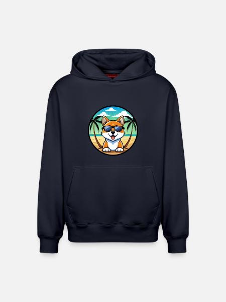 Hokkaido Hondenras Cartoon Zonnebril Strand - Hoodie unisex met relaxed fit van biologisch katoen – van SPREAD - navy