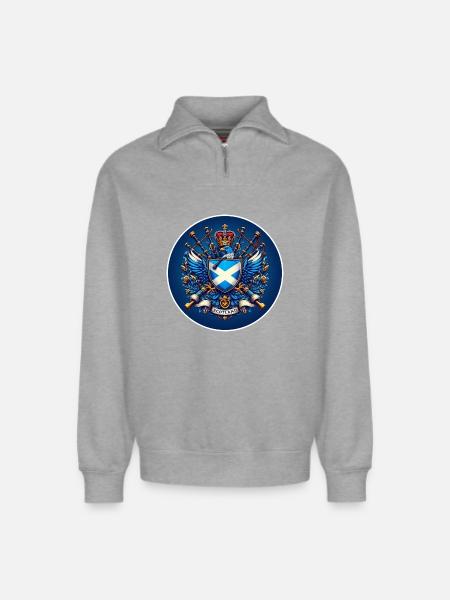 Scotland Logo - Relaxed Unisex Organic Half Zip Sweatshirt – by SPREAD - heather grey