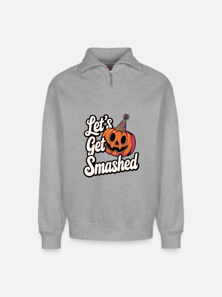 Let's Get Smashed - Relaxed Unisex Organic Half Zip Sweatshirt – by SPREAD - heather grey