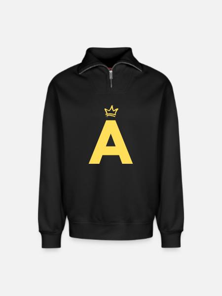 A comme Alvin - Sweat unisexe décontracté en coton biologique à demi-zip – de SPREAD - noir