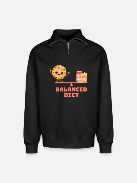 équilibré cookie fastfood Régime - Sweat unisexe décontracté en coton biologique à demi-zip – de SPREAD - noir