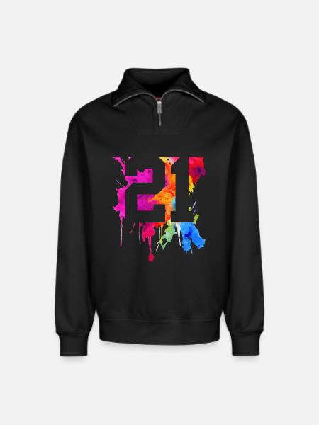 21 YEARS OLD 21ST BIRTHDAY - Relaxed Unisex Organic Half Zip Sweatshirt – by SPREAD - black