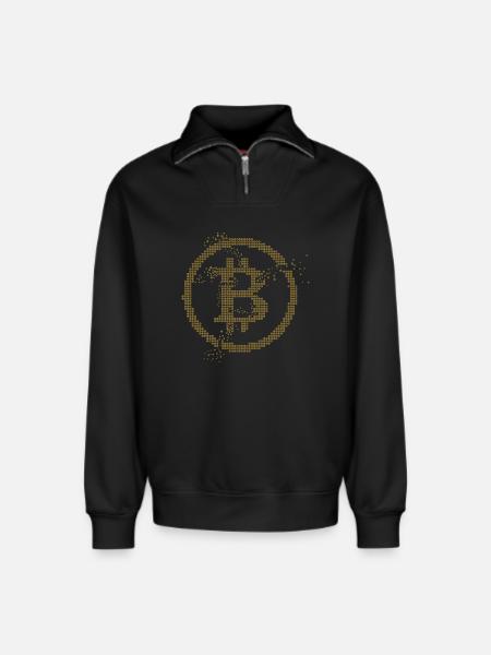 Bitcoin - Relaxed Unisex Organic Half Zip Sweatshirt – by SPREAD - black