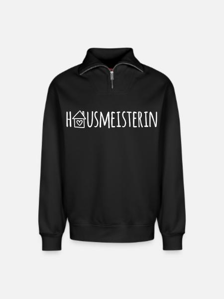 Hausmeisterin - Relaxed Unisex Organic Half Zip Sweatshirt – von SPREAD - Schwarz