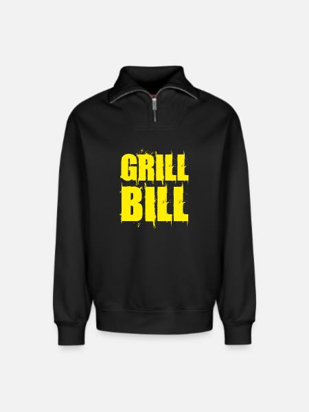 BBQ Bill - Relaxed Unisex Organic Half Zip Sweatshirt – by SPREAD - black