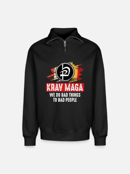 Krav Maga - Relaxed Unisex Organic Half Zip Sweatshirt – by SPREAD - black