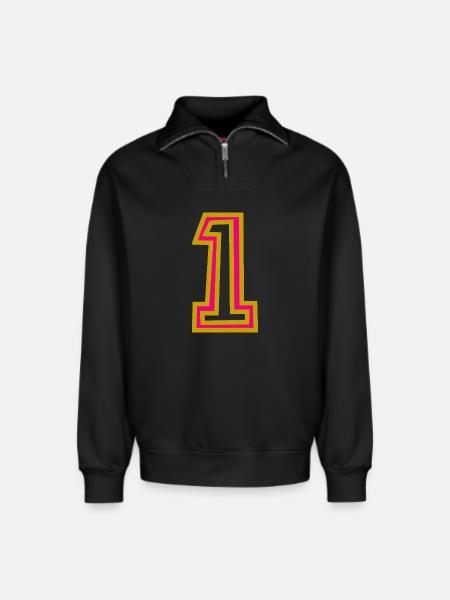 1. 1 AN - Sweat unisexe décontracté en coton biologique à demi-zip – de SPREAD - noir