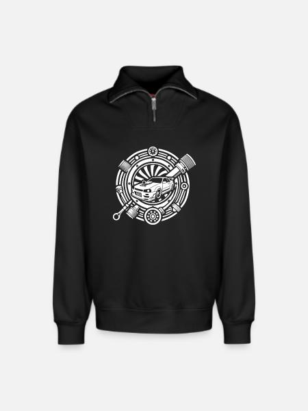 Auto Tuning Logo - Relaxed Unisex Organic Half Zip Sweatshirt – von SPREAD - Schwarz
