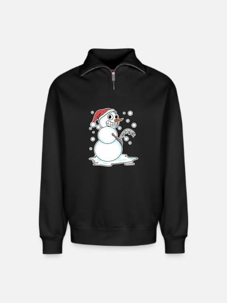 Snowman funny - Relaxed Unisex Organic Half Zip Sweatshirt – by SPREAD - black