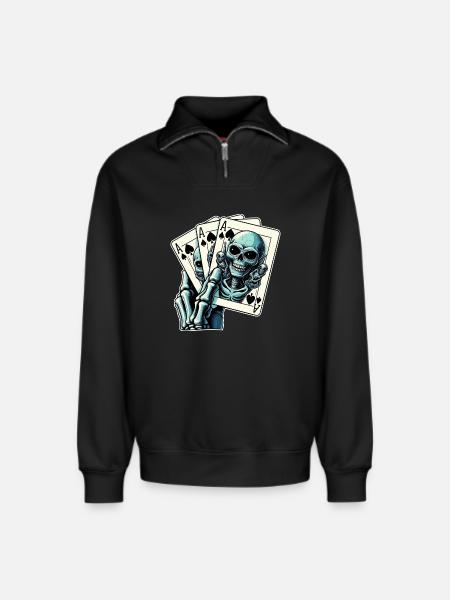 Jeu de cartes Alien - Sweat unisexe décontracté en coton biologique à demi-zip – de SPREAD - noir