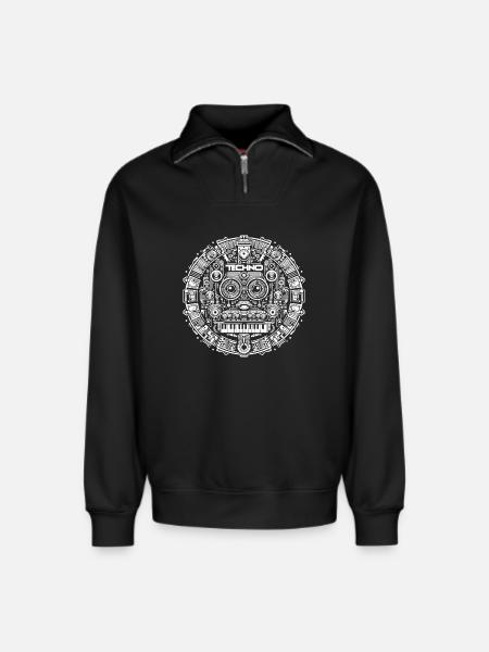 Techno Music Logo - Relaxed Unisex Organic Half Zip Sweatshirt – by SPREAD - black