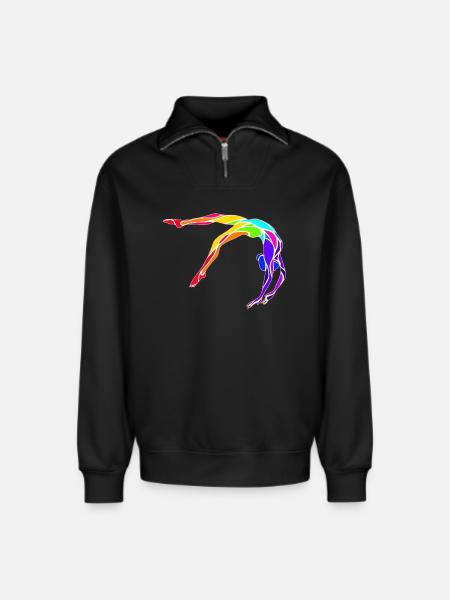 Gymnaste - Sweat unisexe décontracté en coton biologique à demi-zip – de SPREAD - noir
