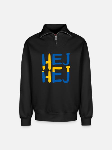 HEJ HEJ SWEDEN - Relaxed Unisex Organic Half Zip Sweatshirt – by SPREAD - black