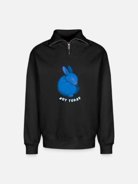 Rabbit - Not Today - Relaxed Unisex Organic Half Zip Sweatshirt – by SPREAD - black