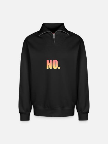no sticker - Relaxed Unisex Organic Half Zip Sweatshirt – by SPREAD - black