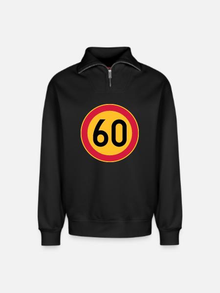 60 limit / speed limit - Relaxed Unisex Organic Half Zip Sweatshirt – by SPREAD - black