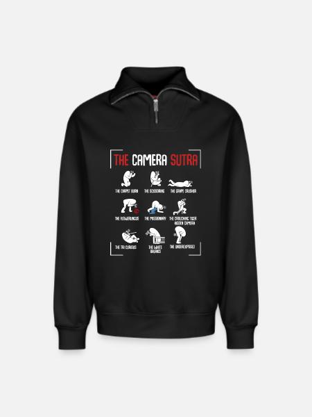 photographer - Relaxed Unisex Organic Half Zip Sweatshirt – by SPREAD - black