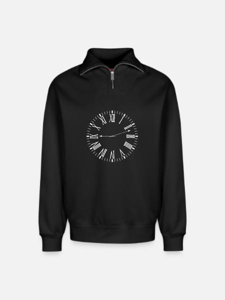 Roman clock - Relaxed Unisex Organic Half Zip Sweatshirt – by SPREAD - black