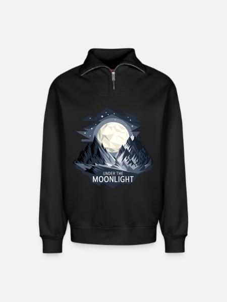 Under The Moonlight - Relaxed Unisex Organic Half Zip Sweatshirt – by SPREAD - black