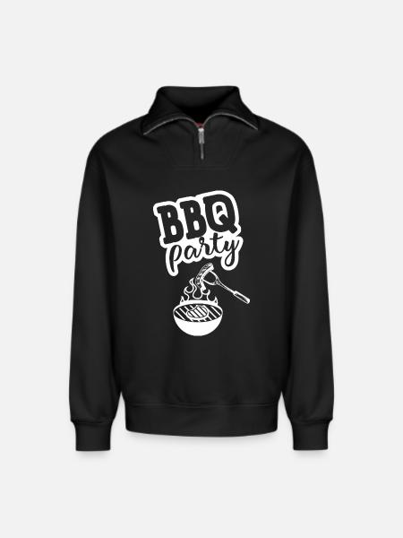 BBQ PARTY Kitchen Apron - Relaxed Unisex Organic Half Zip Sweatshirt – by SPREAD - black