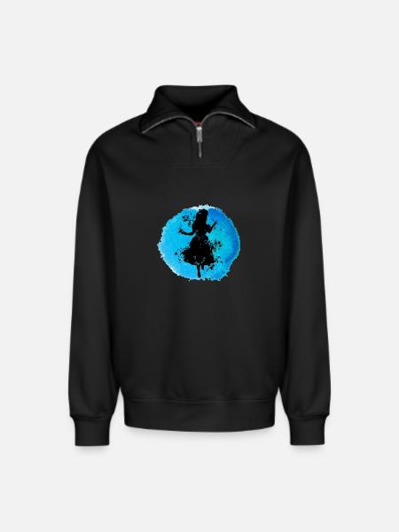 Alice dans le métro - - Sweat unisexe décontracté en coton biologique à demi-zip – de SPREAD - noir
