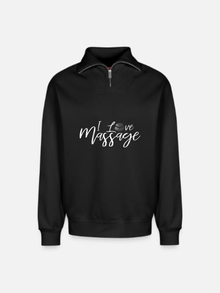 Massage - Sweat unisexe décontracté en coton biologique à demi-zip – de SPREAD - noir