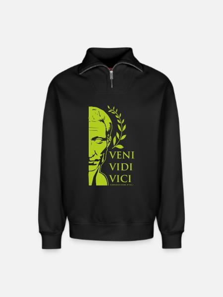 César vert - Sweat unisexe décontracté en coton biologique à demi-zip – de SPREAD - noir