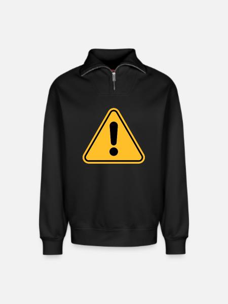 Warning sign / Exclamation point - Relaxed Unisex Organic Half Zip Sweatshirt – by SPREAD - black